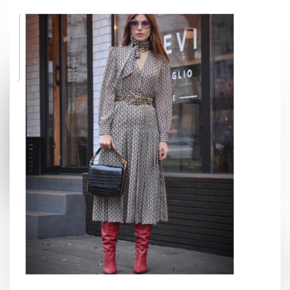 Zara Dresses & Skirts - NWT Zara Brown Print Midi Dress Size XL Stunner! Bow Tie shirt dress long sleeve